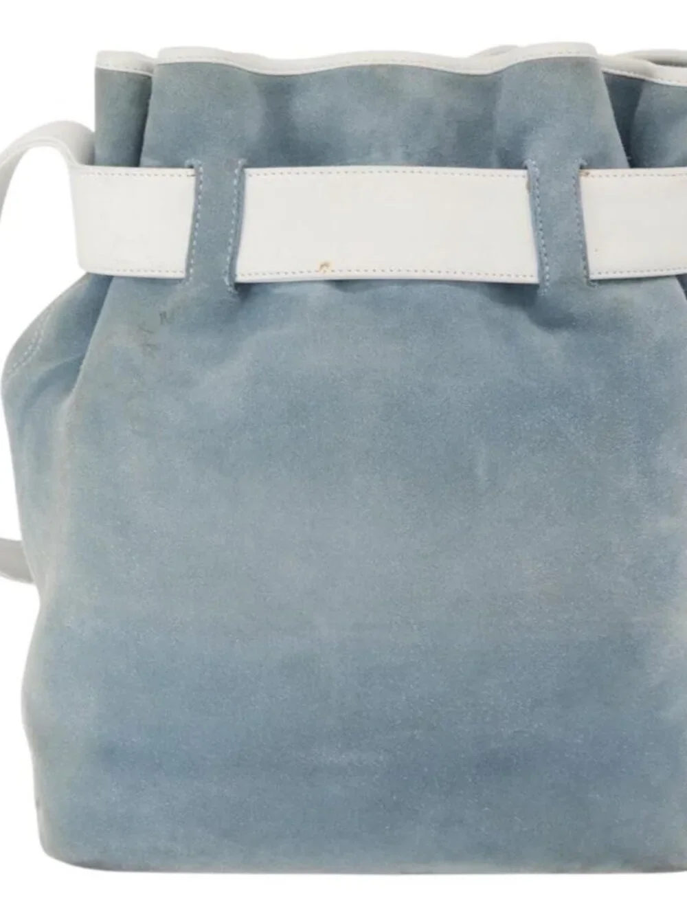 Authentic LOEWE Anagram Shoulder Bag Suede Leather Light Blue Silver - Picture 9 of 16